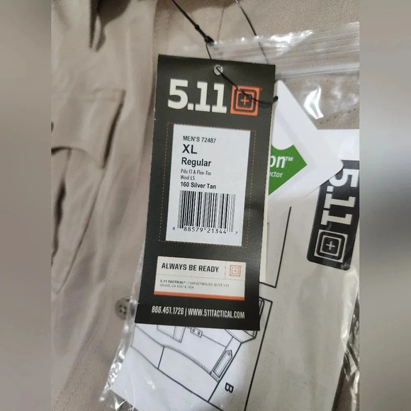 5.11 Tactical Class A Flex-Tac PolyWool Long Sleeve Shirt Xtra Large - Picture 2 of 8